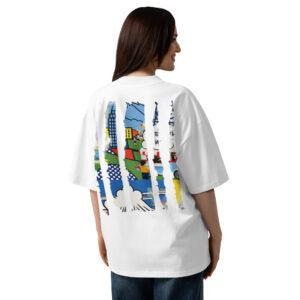 alt="T-shirt organica oversize con collo alto unisex – Pigs on the wing / Predator"