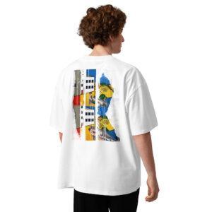 T-shirt organica oversize con collo alto unisex - Shark sighted today / Predator