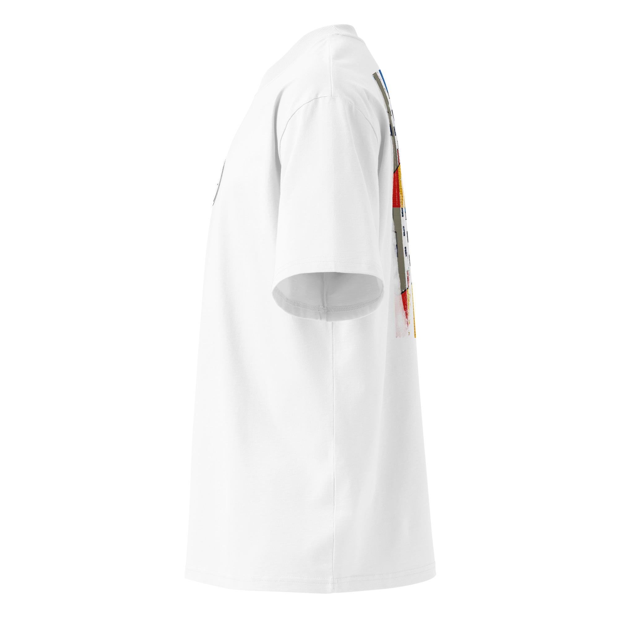 alt="T-shirt organica oversize con collo alto unisex – Shark sighted today / Predator"