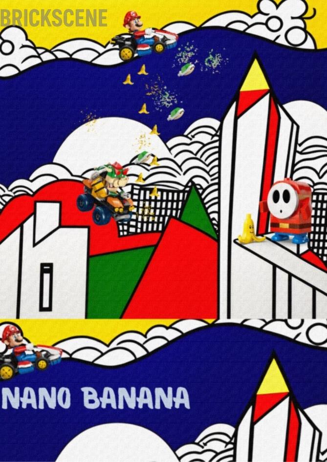 alt="gif Cartolina Nano Banana Super Mario Kart"