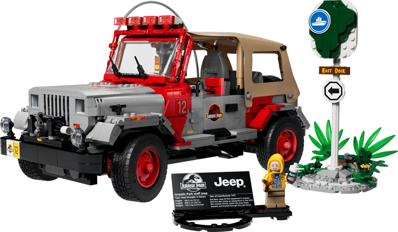 alt="Jurassic Park Jeep® Wrangler - Jurassic World™ Lego Set"