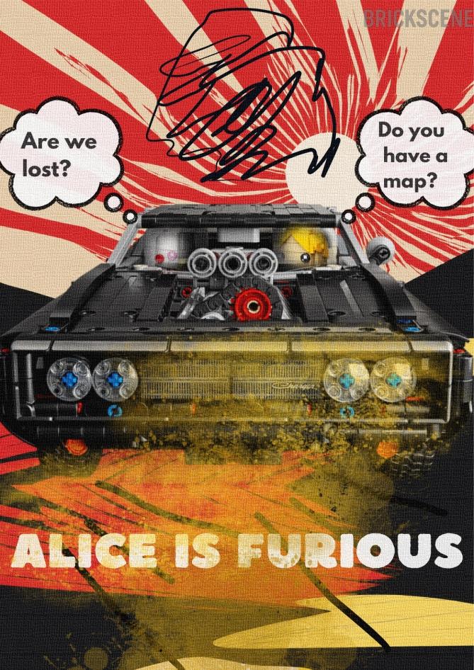alt="Motorhead: Alice is FURIOUS - Cartolina Lego Brickscene"