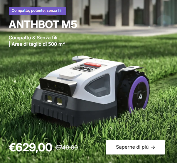 alt="ANTHBOT M5
Rasaerba intelligente compatto e senza fili"