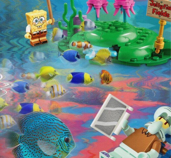 alt="Cartolina Lego SpngeBob Big Fish - Bag Fish Brickscene"