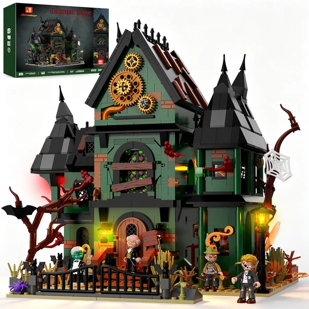 alt="Haunted House Building Set 1002 | Spooky Mansion Brick Model | 2611 PCSjmbricklayer"