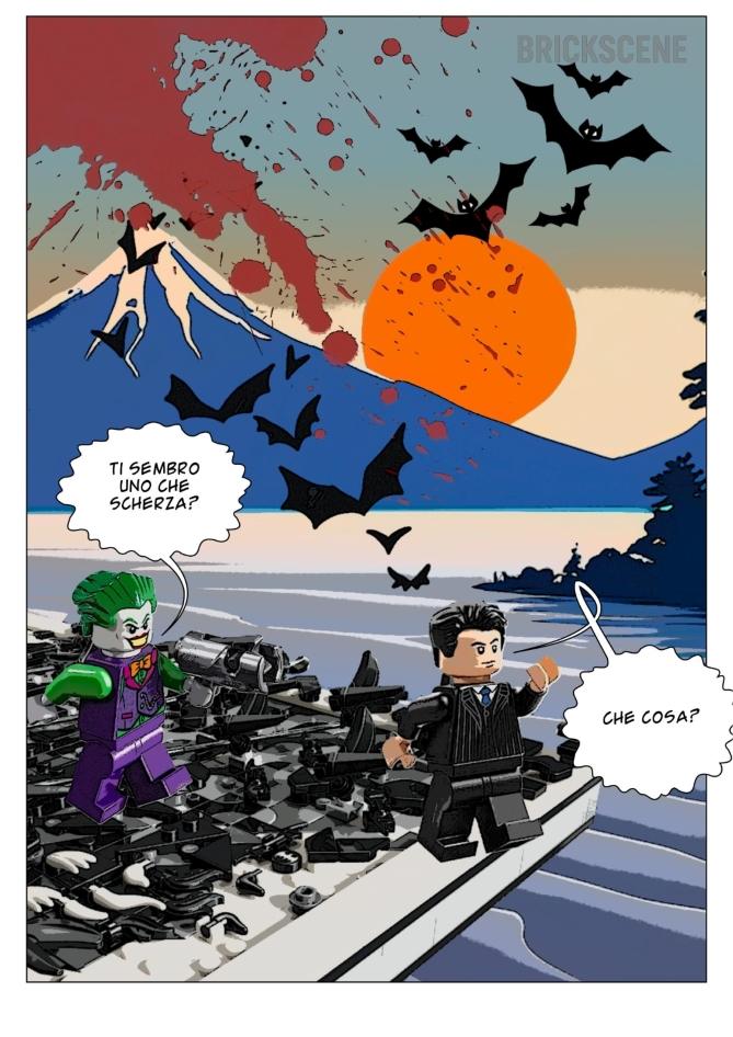 alt="Cartolina Living on a Thin Line: il collage LEGO di Joker"