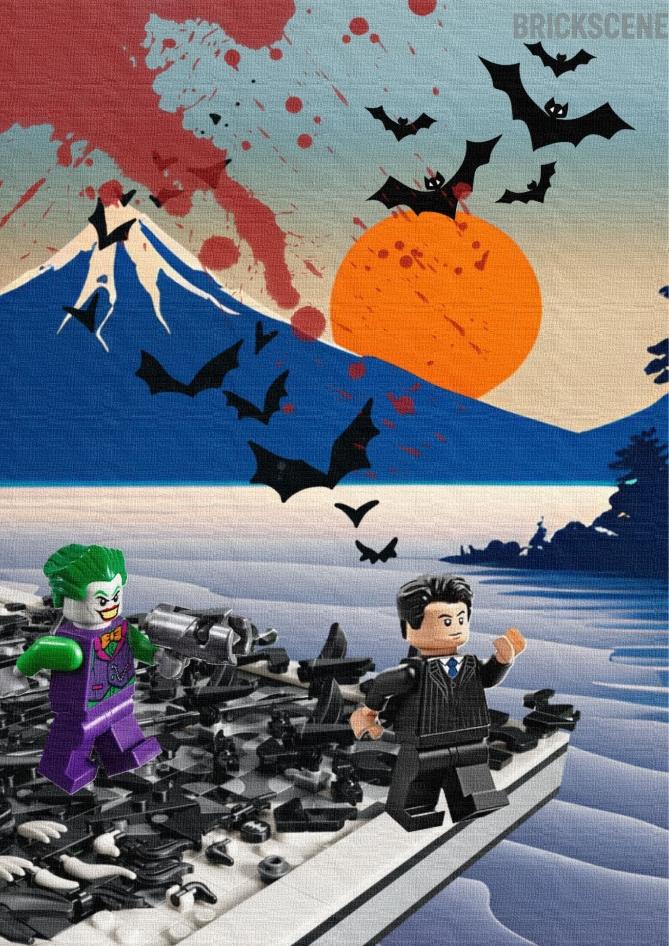 alt="Cartolina Living on a Thin Line: il collage LEGO di Joker"